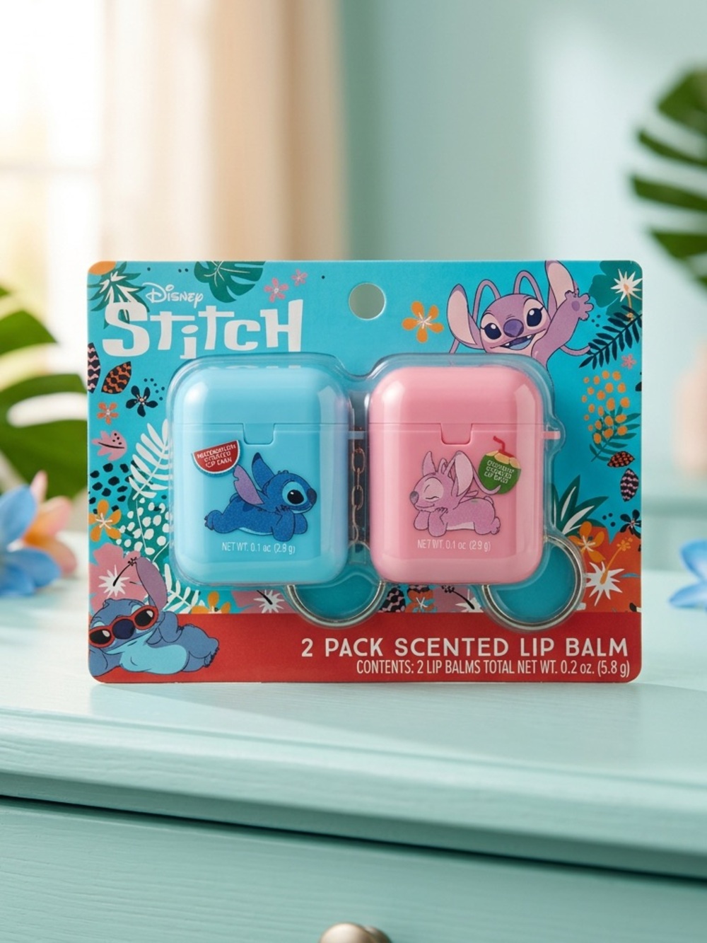 Disney Stitch 2-Pack Scented Lip Balm Set Blue & Pink